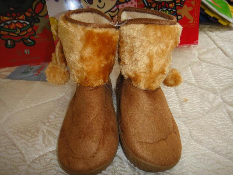 鹿皮絨雙球保暖雪地靴(咖啡款.鞋底17.5cm/19.5cm)