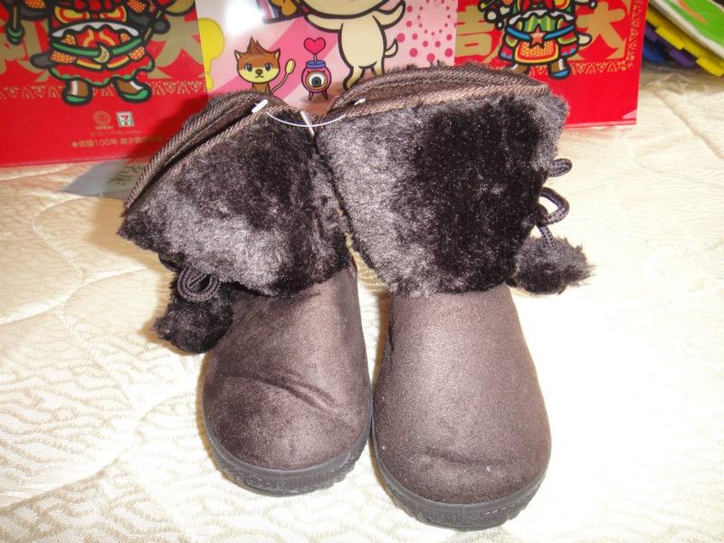鹿皮絨雙球保暖雪地靴(深咖啡17cm/17.5cm)