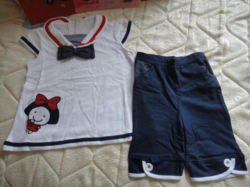 可愛娃娃海軍領兩件組套裝(短袖上衣+褲子)